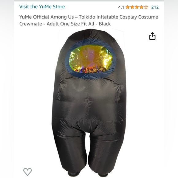 AMONG US - Black Inflatable Costume (one size fits most) Toikido/YuMeToys RARE😎 - Picture 9 of 16